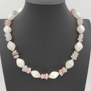 ZAD White & Pink Bead Necklace